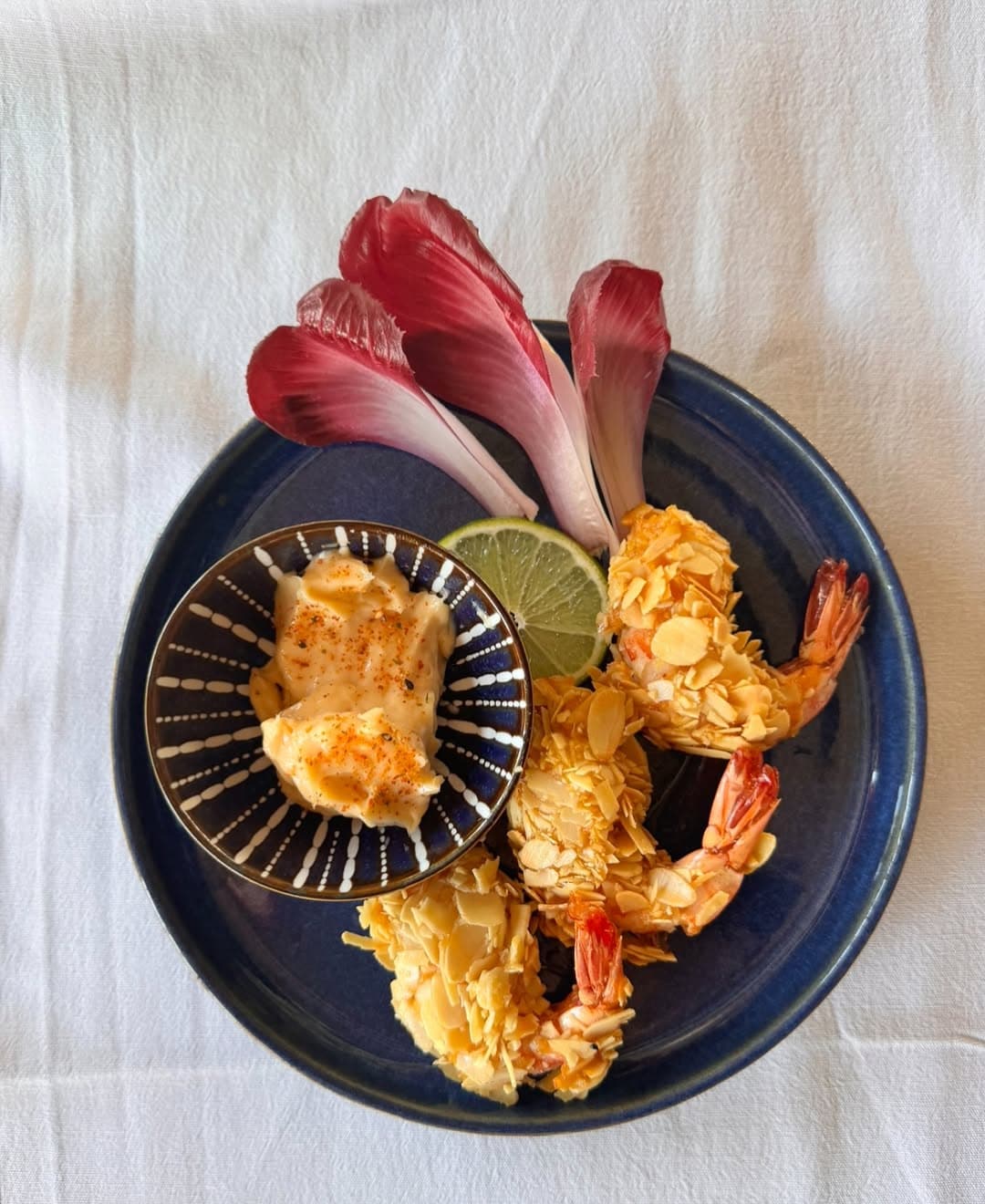Gambas en croûte d'amandes